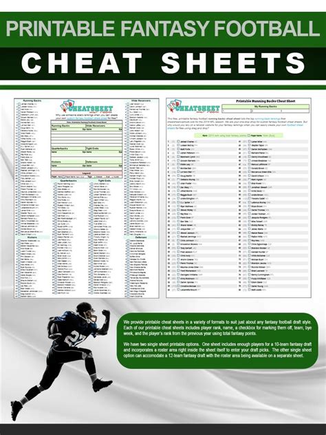 fantasy football draft cheat sheet.